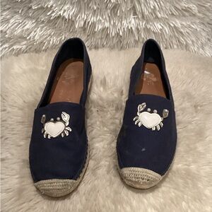 Kate Spade Navy Espadrilles with Heart Crab Design